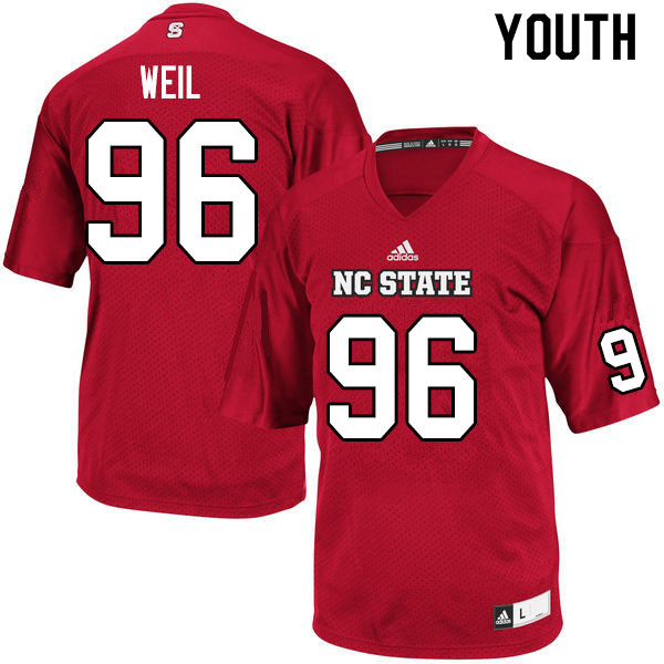 Youth #96 Andrew Weil NC State Wolfpack College Football Jerseys Sale-Red - Click Image to Close